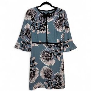 Lark & Ro Floral Bell-Sleeve Sheath Dress - Size S